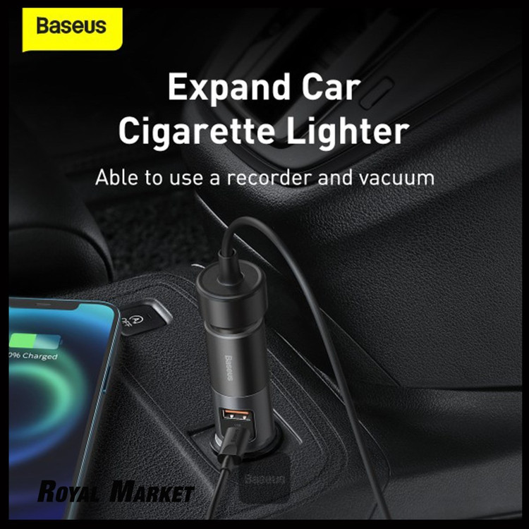 شارژر فندکی بیسوس Share Together 120W دو پورت U+C با پورت افزایشدهنده فندکی