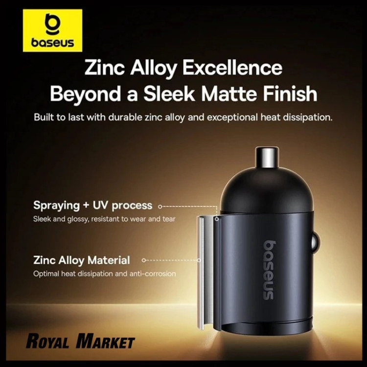 شارژر فندکی بیسوس Tiny Star Mini 30W دو پورت U+C