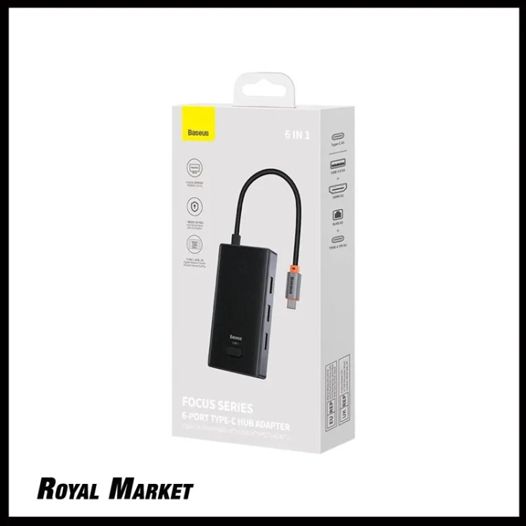 هاب Type-C شش پورت بیسوس PioneerJoy BS-OH078