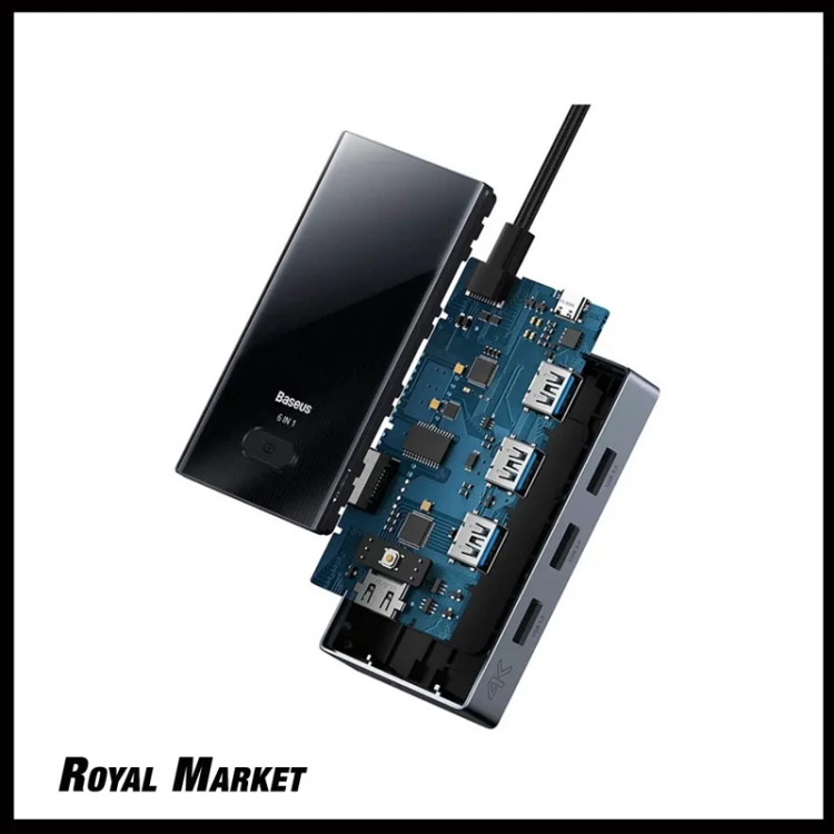 هاب Type-C شش پورت بیسوس PioneerJoy BS-OH078