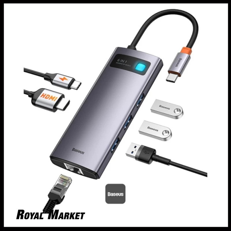 هاب 6 پورت بیسوس Metal Gleam USB-C مدل CAHUB-CW0G