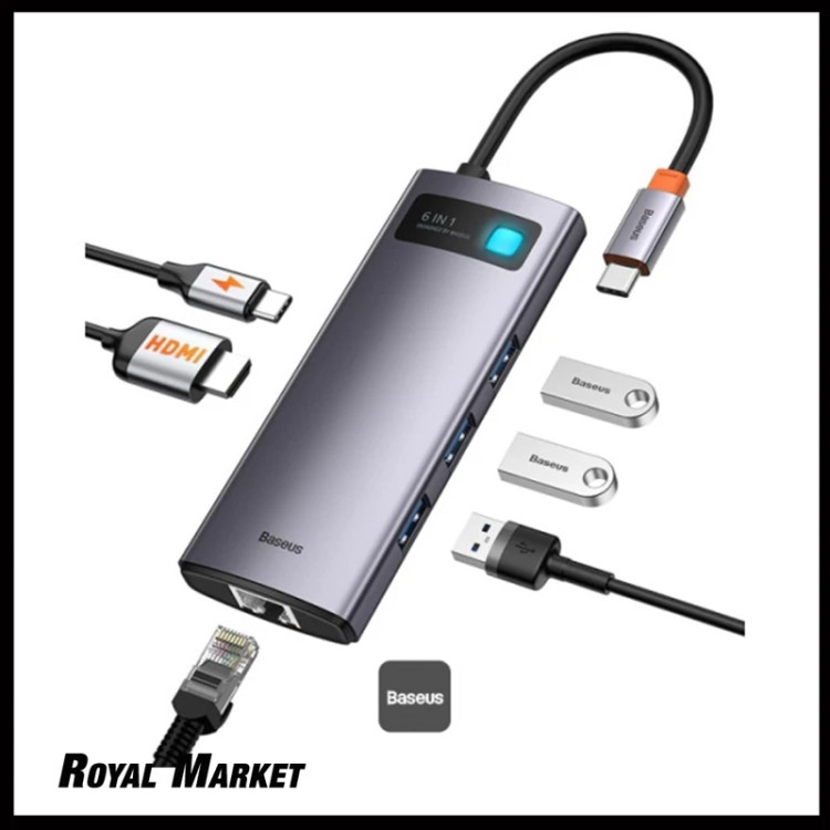 هاب Type-C شش پورت بیسوس Metal Gleam Series CAHUB-CW0G