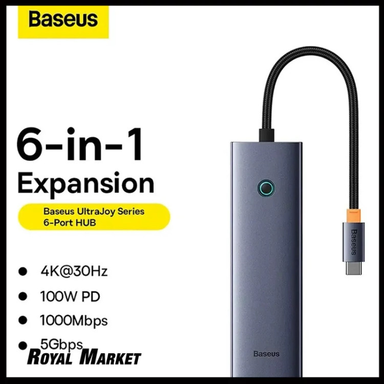 هاب Type-C شش پورت بیسوس UltraJoy Series BS-OH151