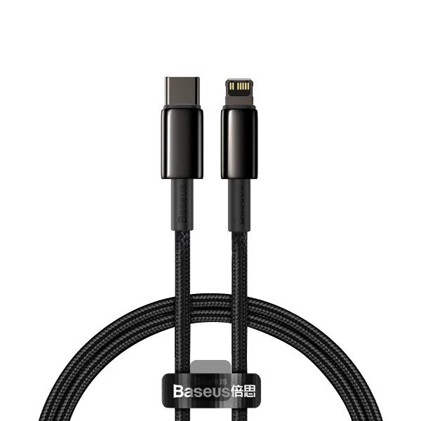 کابل شارژ سریع آیفون بیسوس Tungsten Gold Type-C به Lightning توان 20 وات طول 1 متر