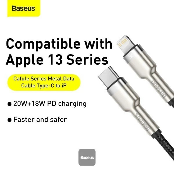 کابل شارژ سریع آیفون بیسوس Cafule Series Type-C به Lightning توان 20 وات طول 1 متر