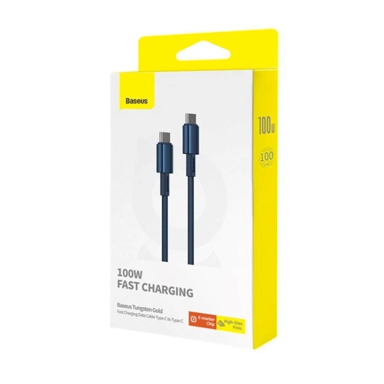 کابل شارژ سریع Type-C بیسوس Tungsten Gold توان 100 وات طول 1 متر