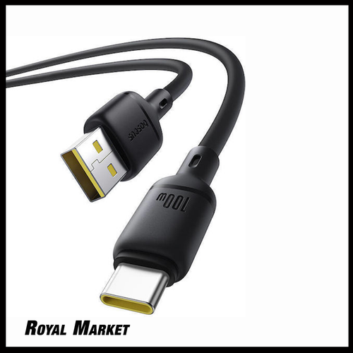 کابل شارژ سریع Type-C بیسوس Silky USB-A به Type-C توان 100 وات طول 2 متر