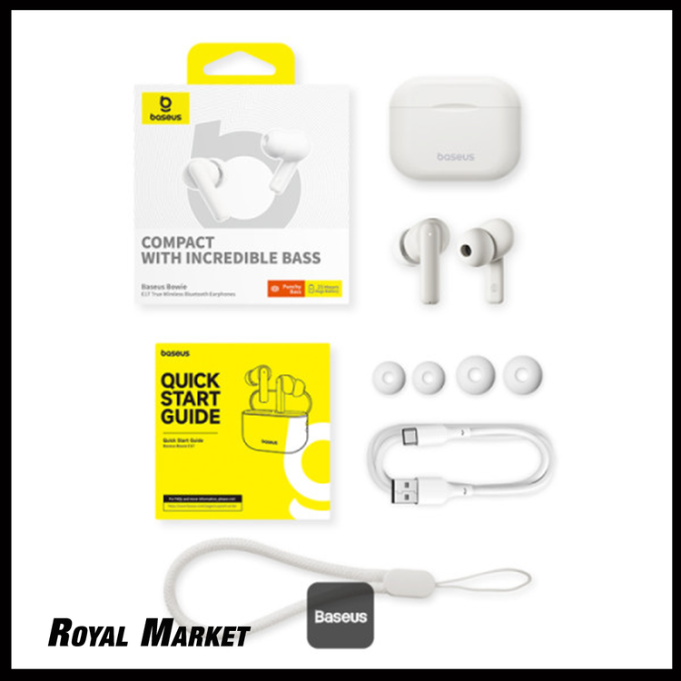 محتویات جعبه هندزفری بلوتوثی بیسوس Bowie E17