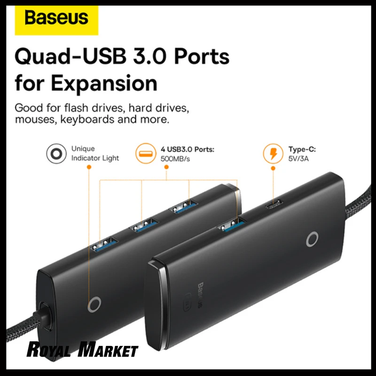 هاب Type-C چهار پورت بیسوس Lite Series BS-OH016